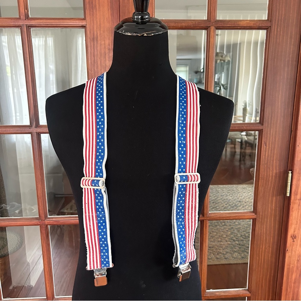 Red/White/Blue Stars & Stripes Flag Suspenders McGuire Nicholas Adjustable